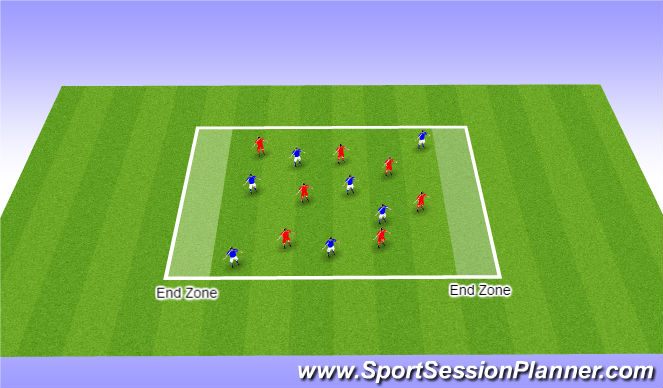 Football/Soccer Session Plan Drill (Colour): Arrival Game - Handball - Theme ' Overlappin Runs '