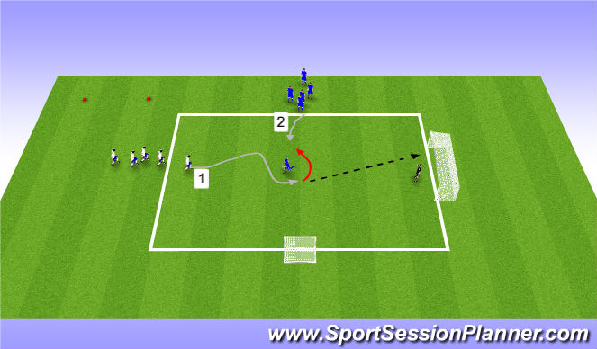 Football/Soccer Session Plan Drill (Colour): Warmup & Transition finishing