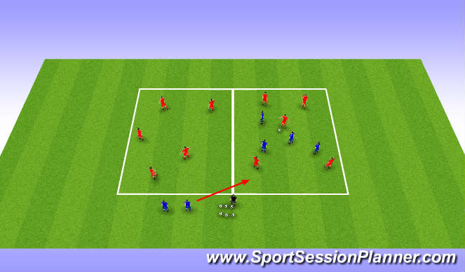 Football/Soccer Session Plan Drill (Colour): Phase 4 BPO 5 players