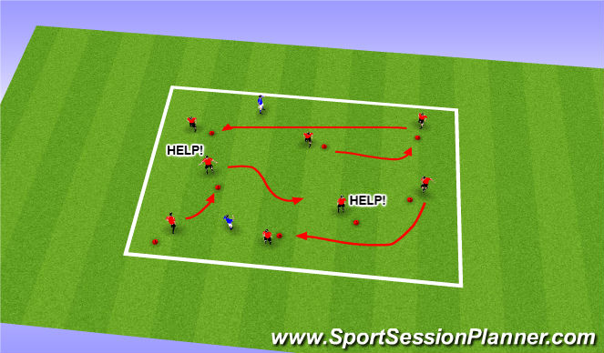 Football/Soccer Session Plan Drill (Colour): Stuck in the mud (no ball)
