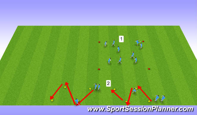 Football/Soccer Session Plan Drill (Colour): U13s/U14s, Week 28, Session 1, Multi-Directional Speed