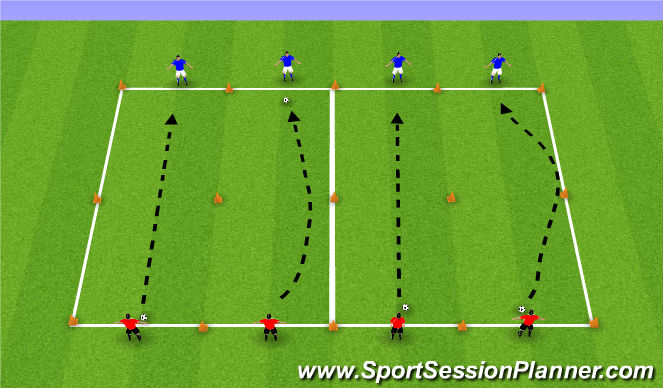 Football/Soccer Session Plan Drill (Colour): Long Passing Drill