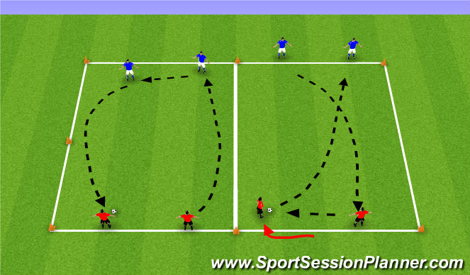 Football/Soccer Session Plan Drill (Colour): Long Passing Drill - in 2's
