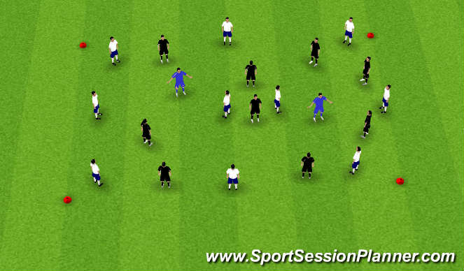 Football/Soccer Session Plan Drill (Colour): 9v9 +2