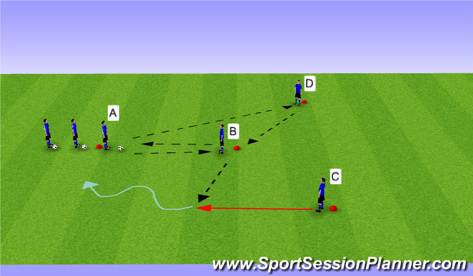 Football/Soccer Session Plan Drill (Colour): Y Passing Phase IV