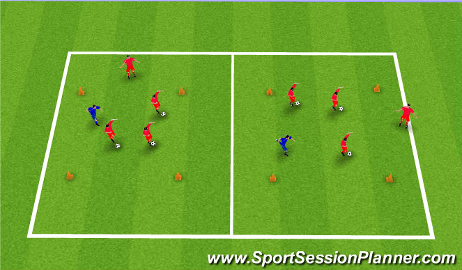 Football/Soccer Session Plan Drill (Colour): Shielding Opposed Practice