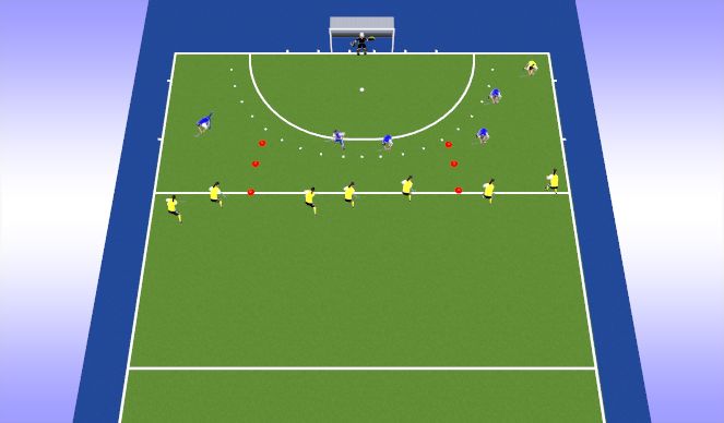 Hockey Session Plan Drill (Colour): Offensive overload in the D