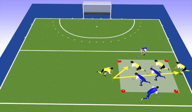 Hockey Session Plan Drill (Colour): Square game 4v4