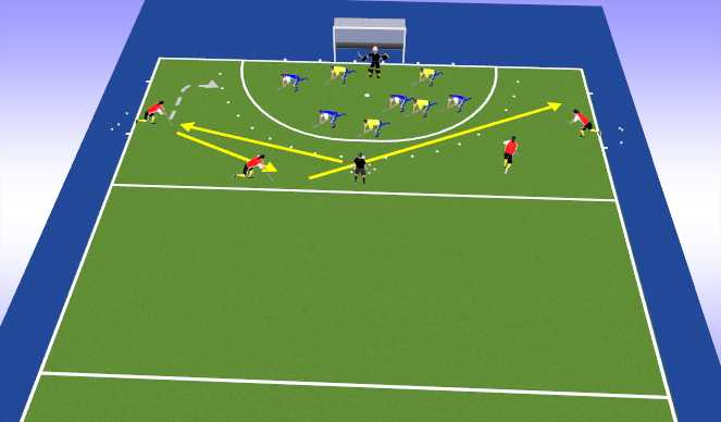 Hockey Session Plan Drill (Colour): Game 4: 4v4 outlet