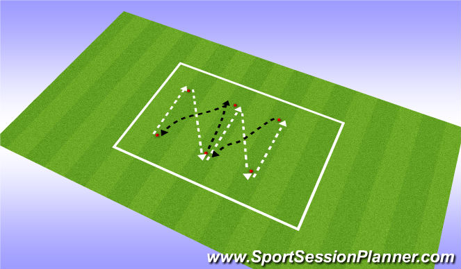 Football/Soccer Session Plan Drill (Colour): diagonal passing pattern