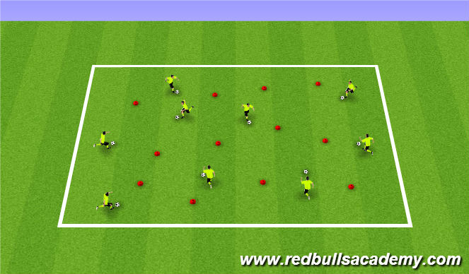 Football/Soccer Session Plan Drill (Colour): Dribbling warm up