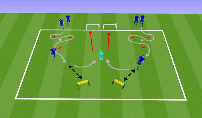 Football/Soccer Session Plan Drill (Colour): 1v1 Creativity Grid