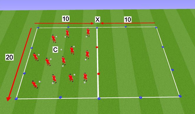 Football/Soccer Session Plan Drill (Colour): Warm-up ball mastery (turning)