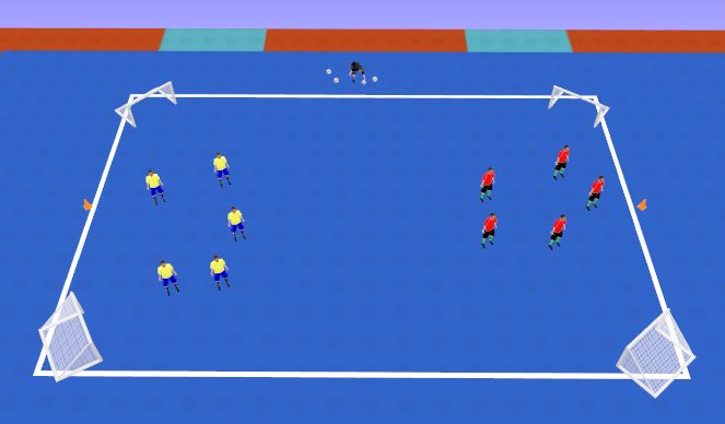 Futsal Session Plan Drill (Colour): 4 Goal Possession Increasing/ Decreasing numbers