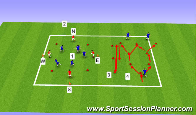 Football/Soccer Session Plan Drill (Colour): U15s / U16s Week 30, Session 1, Multidrectional Speed