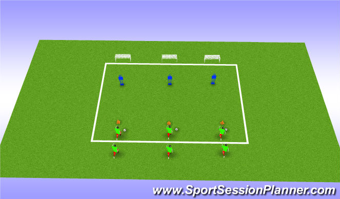 Football/Soccer Session Plan Drill (Colour): Dribble and shoot