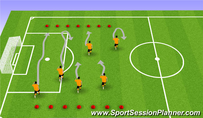 Football/Soccer Session Plan Drill (Colour): Fitness- Timed Dribble