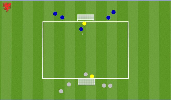 Football/Soccer Session Plan Drill (Colour): 1v1 into 4v3