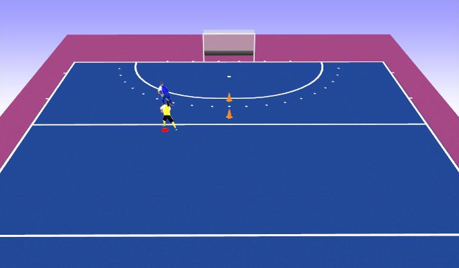 Hockey Session Plan Drill (Colour): 1v1 drop pass