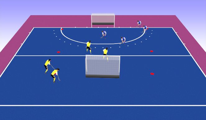 Hockey Session Plan Drill (Colour): 2v2 continuous