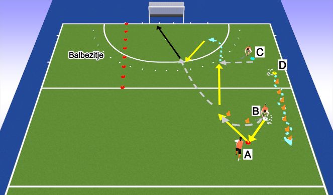 Hockey Session Plan Drill (Colour): Balbezitje + afronden