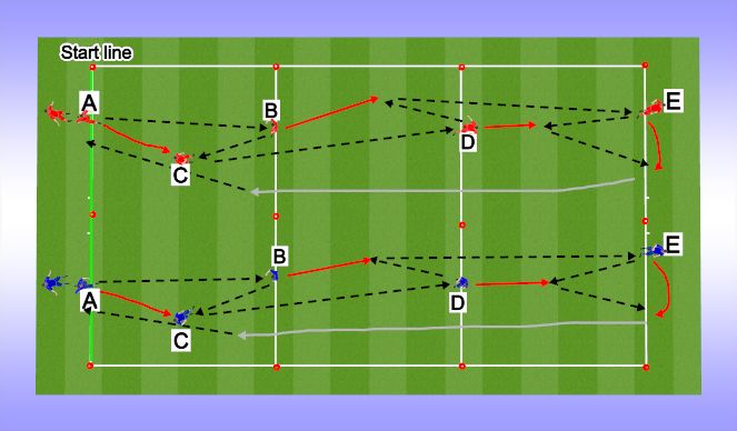 Football/Soccer Session Plan Drill (Colour): Warm-up: Passing relay races