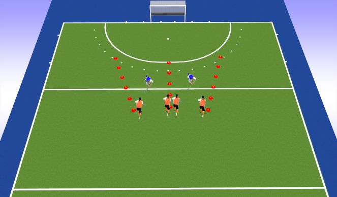 Hockey Session Plan Drill (Colour): 2vs1