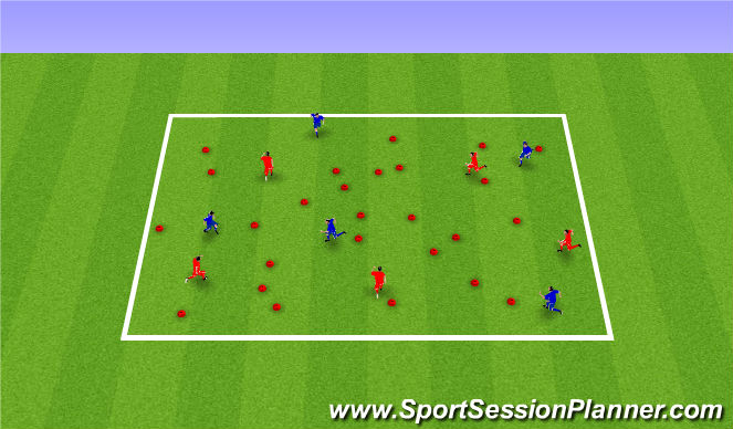 Football/Soccer Session Plan Drill (Colour): Warm up - flip the cones