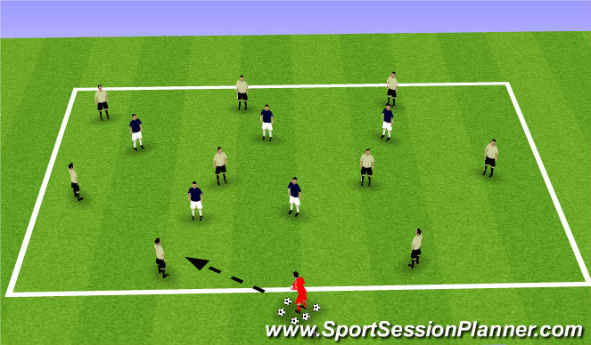 Football/Soccer Session Plan Drill (Colour): Stage II Small Sided Activity “9v5 Possession”
