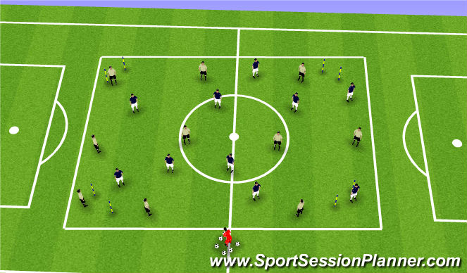Football/Soccer Session Plan Drill (Colour): Stage III Expanded Small Sided Activity “21’s/Four Gate Possession”