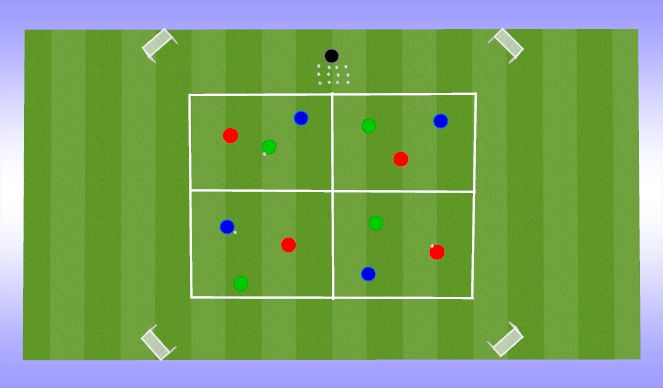 Football/Soccer Session Plan Drill (Colour): Passing in 4s -- 8v4