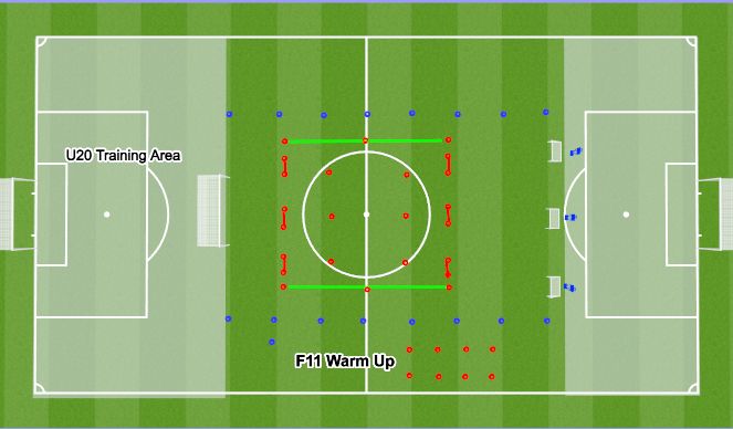 Football/Soccer Session Plan Drill (Colour): Frame/F11 Warm Up (15 mins)