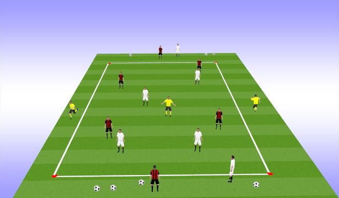 Football/Soccer Session Plan Drill (Colour): Positioning Game - 6 v 6 + 3