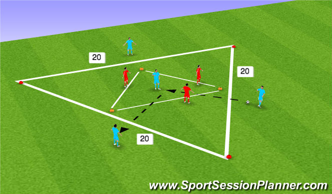 Football/Soccer Session Plan Drill (Colour): Triangle inside Triangle