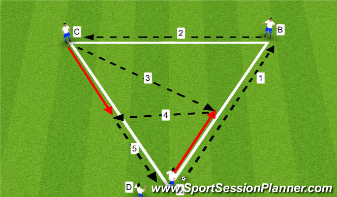 Football/Soccer Session Plan Drill (Colour): Warm-Up - Triangle Passing - 10 Minutes