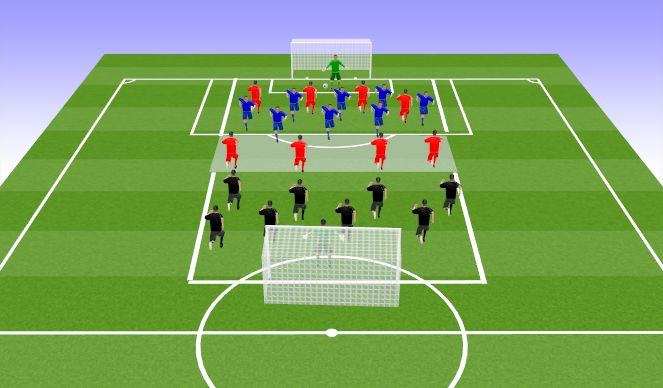 Football/Soccer Session Plan Drill (Colour): 8v4+4+8 Techinque/Tactics