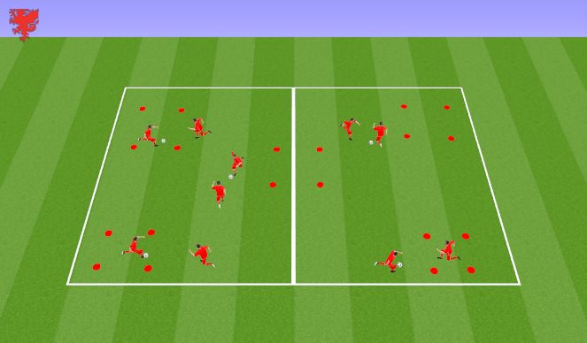 Football/Soccer Session Plan Drill (Colour): SSG 1v1