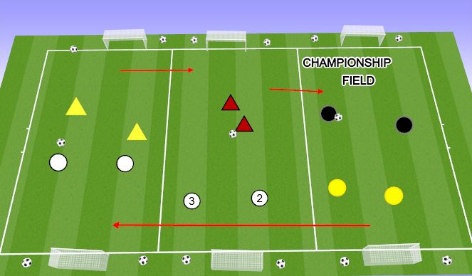 Football/Soccer Session Plan Drill (Colour): 1v1 and 2v2 Championship Ladder