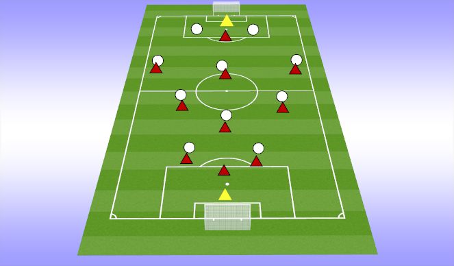 Football/Soccer Session Plan Drill (Colour): 3-4-3 VS 4-4-2 DIAMOND