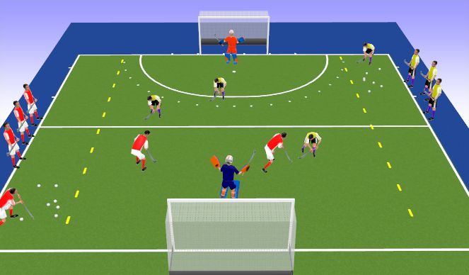 Hockey Session Plan Drill (Colour): Continuous 3 v 2