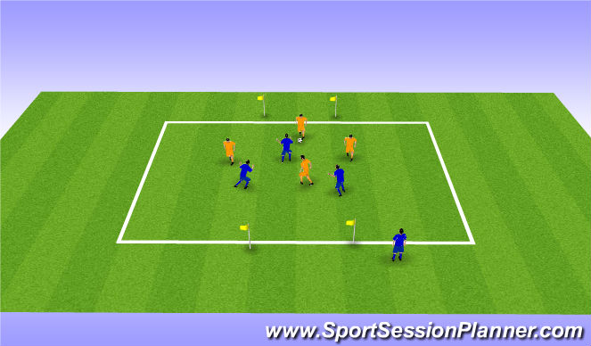 Football/Soccer Session Plan Drill (Colour): 4v4-1