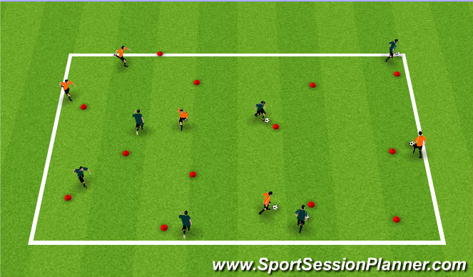 Football/Soccer Session Plan Drill (Colour): Tornadoes and Volcanoes