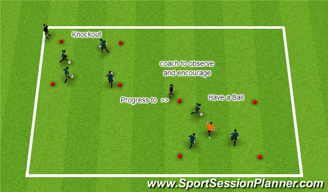 Football/Soccer Session Plan Drill (Colour): Knockout becomes Have A Ball