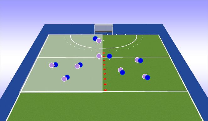 Hockey Session Plan Drill (Colour): Drill Three: Player to player channel defence