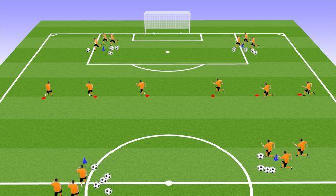 Football/Soccer Session Plan Drill (Colour): Basic pattern and variation 2