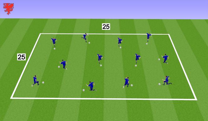Football/Soccer Session Plan Drill (Colour): Dribbling Warm-up
