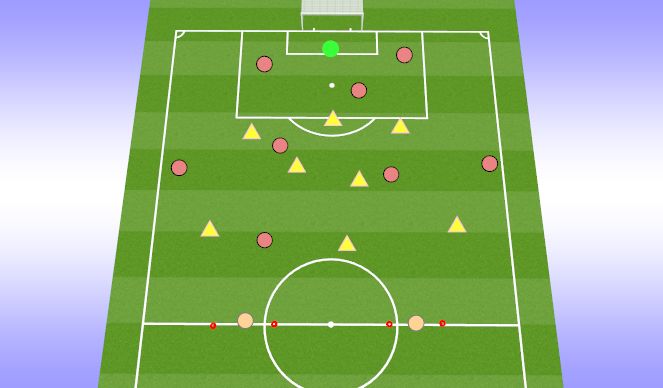 Football/Soccer Session Plan Drill (Colour): 9v8 Buildup
