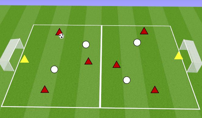 Football/Soccer Session Plan Drill (Colour): RONDO 6V4 OVERLOAD 5 PASSES AND SCORE