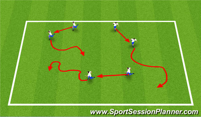 Football/Soccer Session Plan Drill (Colour): Warm Up - Shadow Tag - 5 minutes
