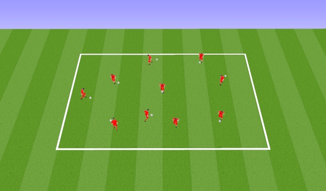 Football/Soccer Session Plan Drill (Colour): Dribbling warm up 